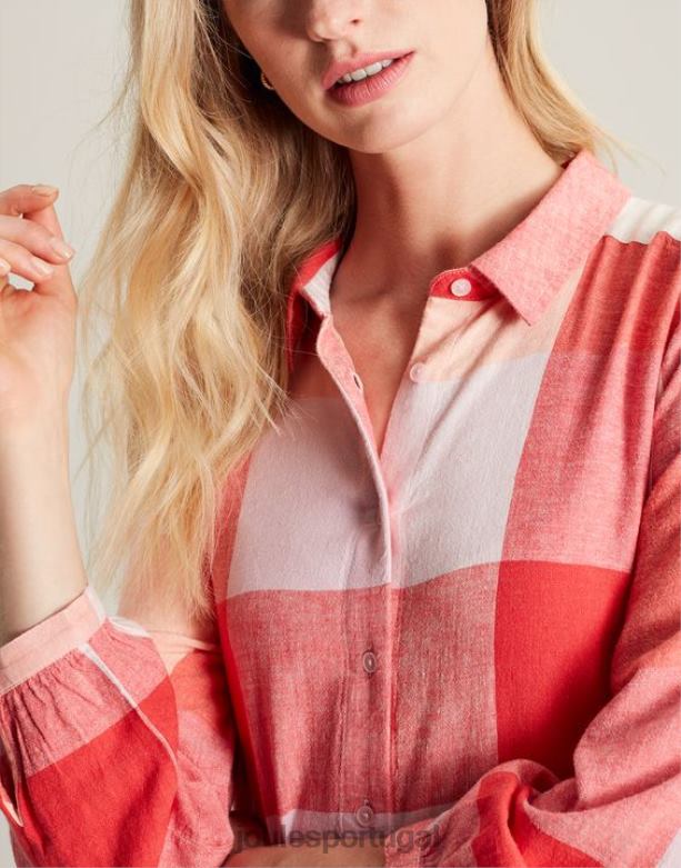 vestido camisa faye folgado mulheres cheque rosa Joules vestuário 2X26V7