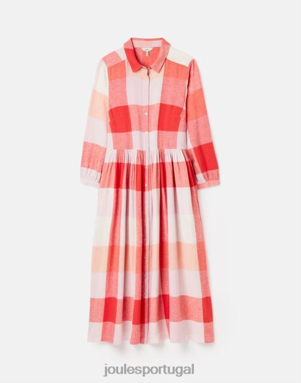 vestido camisa faye folgado mulheres cheque rosa Joules vestuário 2X26V7