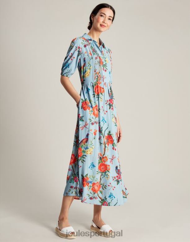 vestido camisa âmbar mulheres floral azul Joules vestuário 2X26V12