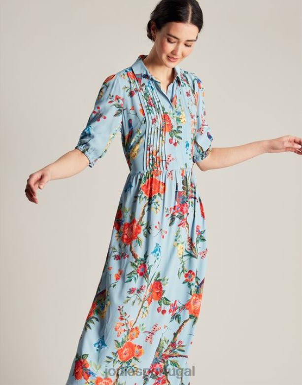 vestido camisa âmbar mulheres floral azul Joules vestuário 2X26V12
