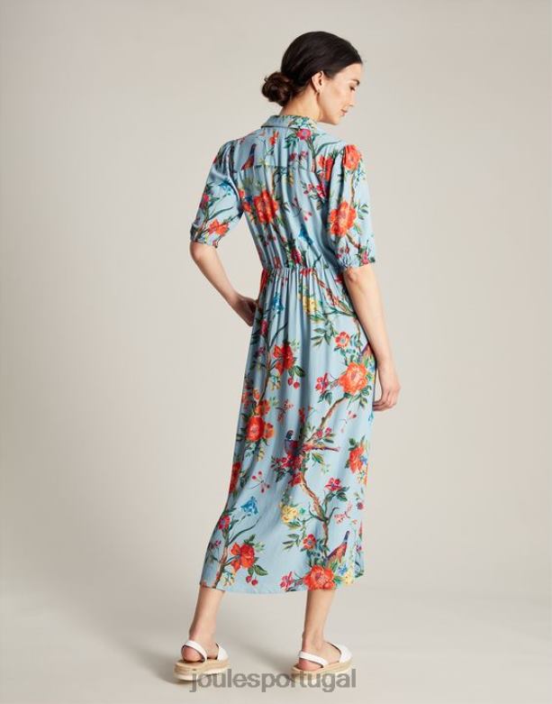 vestido camisa âmbar mulheres floral azul Joules vestuário 2X26V12