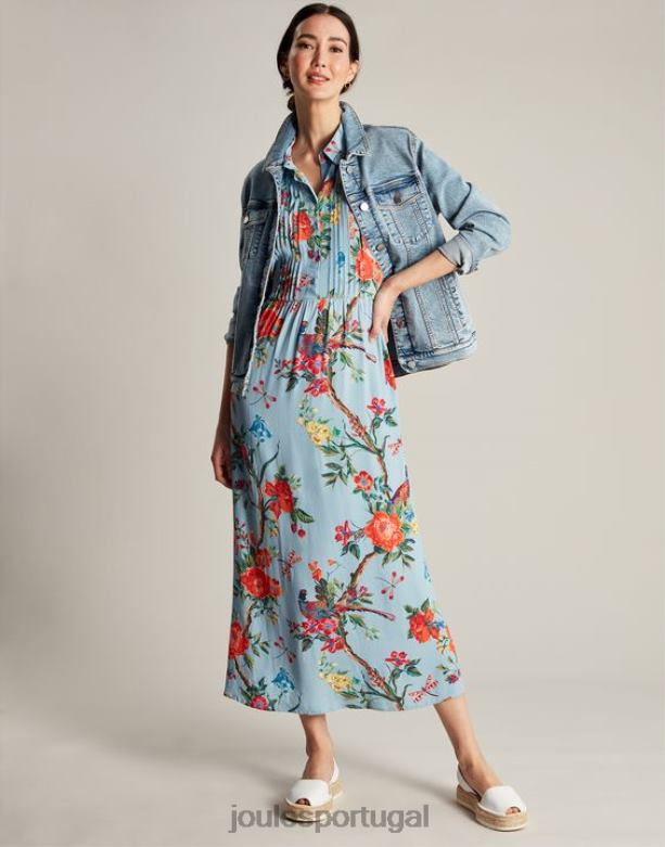 vestido camisa âmbar mulheres floral azul Joules vestuário 2X26V12
