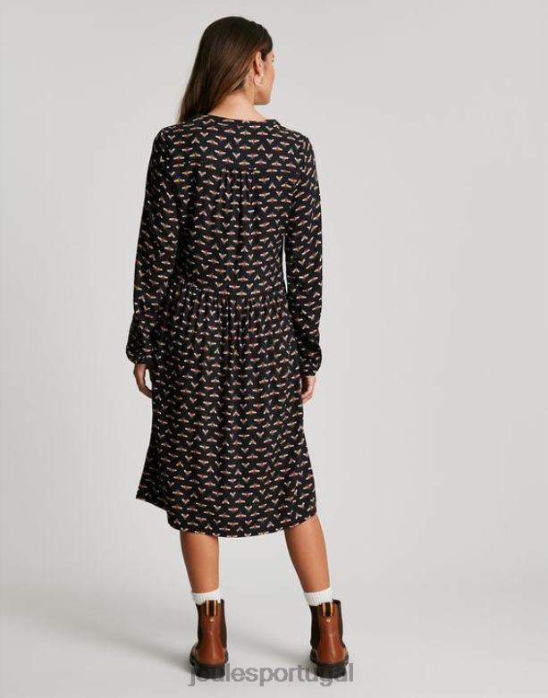 vestido camisa meia carcela sophia mulheres abelha preta Joules vestuário 2X26V138