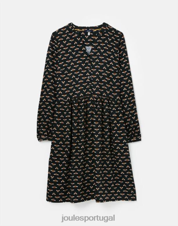 vestido camisa meia carcela sophia mulheres abelha preta Joules vestuário 2X26V138