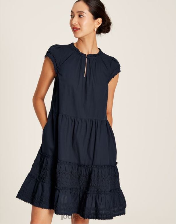 vestido curto com babados Grace mulheres marinha marinha Joules vestuário 2X26V29