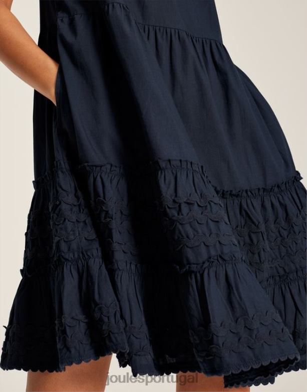 vestido curto com babados Grace mulheres marinha marinha Joules vestuário 2X26V29