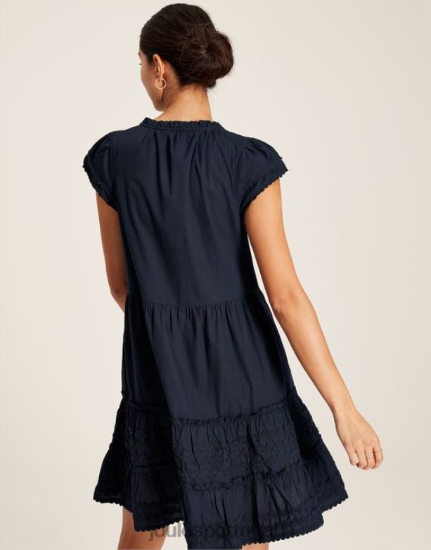 vestido curto com babados Grace mulheres marinha marinha Joules vestuário 2X26V29