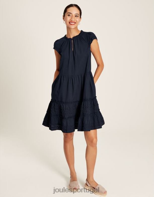 vestido curto com babados Grace mulheres marinha marinha Joules vestuário 2X26V29