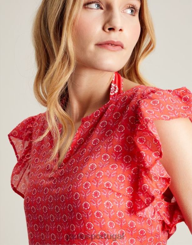 vestido curto com babados fé mulheres cantiga rosa Joules vestuário 2X26V18