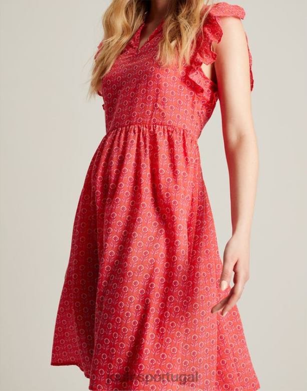 vestido curto com babados fé mulheres cantiga rosa Joules vestuário 2X26V18