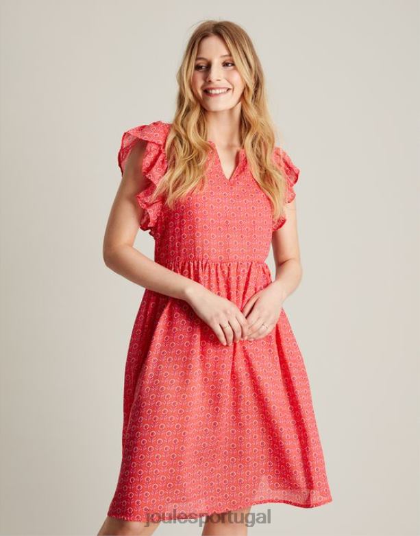 vestido curto com babados fé mulheres cantiga rosa Joules vestuário 2X26V18