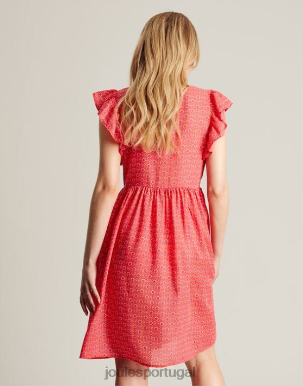 vestido curto com babados fé mulheres cantiga rosa Joules vestuário 2X26V18