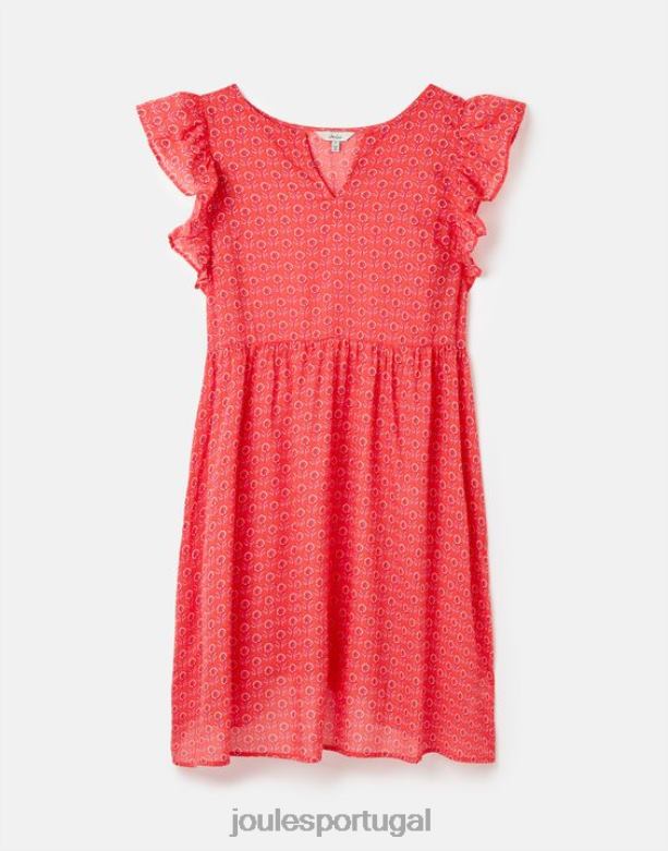 vestido curto com babados fé mulheres cantiga rosa Joules vestuário 2X26V18