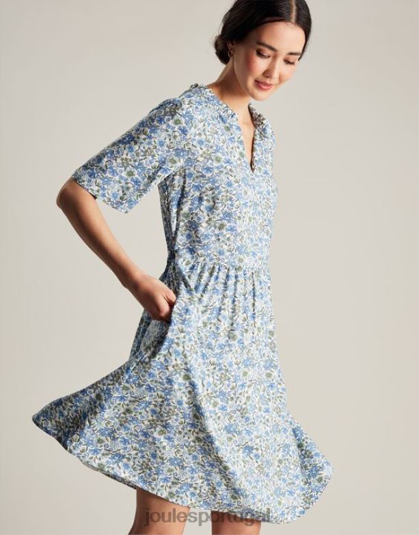 vestido curto decote lotty babado mulheres cantiga azul Joules vestuário 2X26V17
