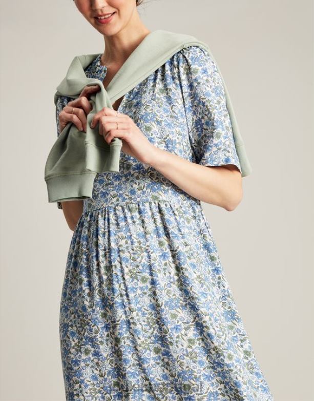 vestido curto decote lotty babado mulheres cantiga azul Joules vestuário 2X26V17