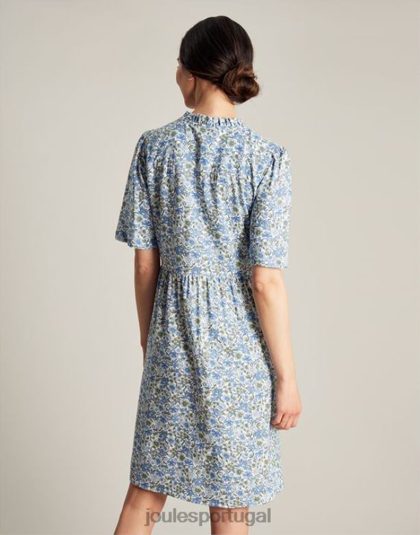 vestido curto decote lotty babado mulheres cantiga azul Joules vestuário 2X26V17