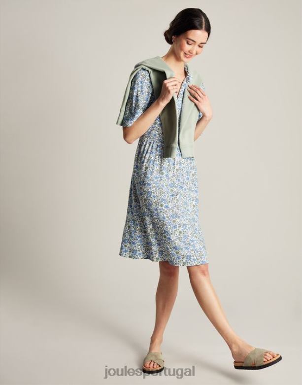 vestido curto decote lotty babado mulheres cantiga azul Joules vestuário 2X26V17