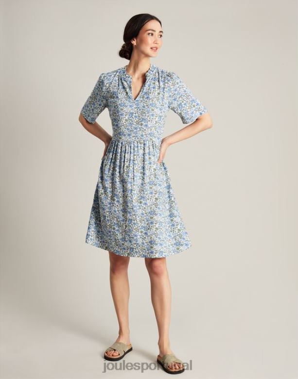vestido curto decote lotty babado mulheres cantiga azul Joules vestuário 2X26V17