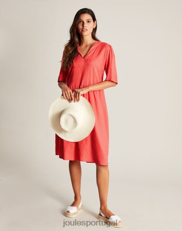 vestido curto decote lotty babado mulheres ponto vermelho Joules vestuário 2X26V97