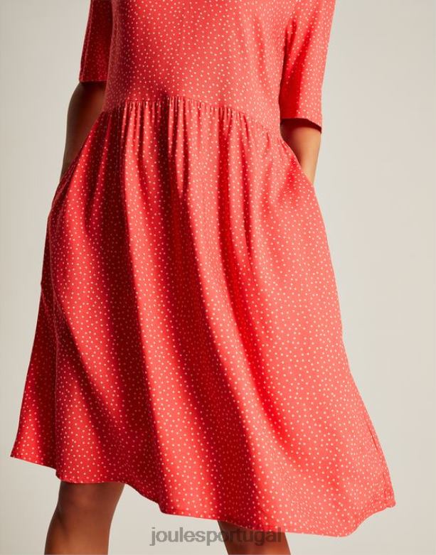 vestido curto decote lotty babado mulheres ponto vermelho Joules vestuário 2X26V97
