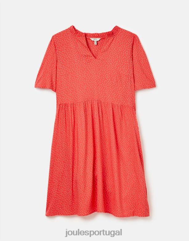 vestido curto decote lotty babado mulheres ponto vermelho Joules vestuário 2X26V97