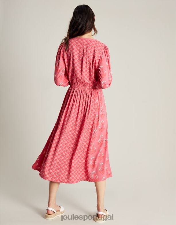 vestido de babado acolchoado Therese mulheres rosa rosa Joules vestuário 2X26V41