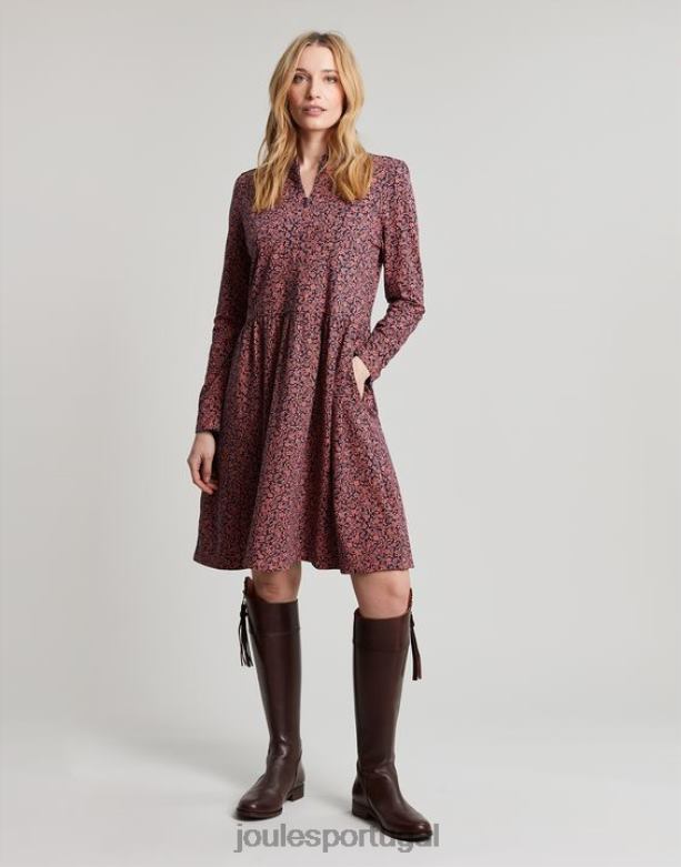 vestido de jérsei com zíper aurora mulheres rosa cantiga Joules vestuário 2X26V38