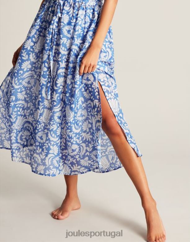 vestido de praia brooke mulheres floral azul Joules vestuário 2X26V4