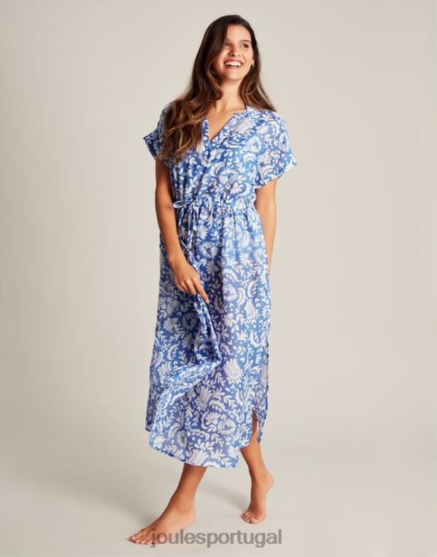 vestido de praia brooke mulheres floral azul Joules vestuário 2X26V4