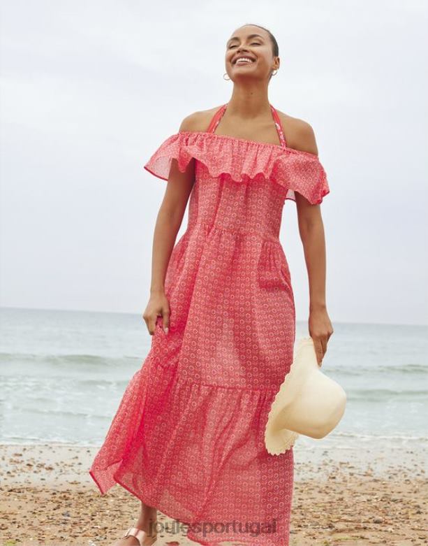 vestido de praia de samambaia mulheres rosa floral Joules vestuário 2X26V91
