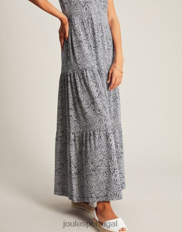 vestido jayne jersey em camadas mulheres salgueiro azul escuro Joules vestuário 2X26V100