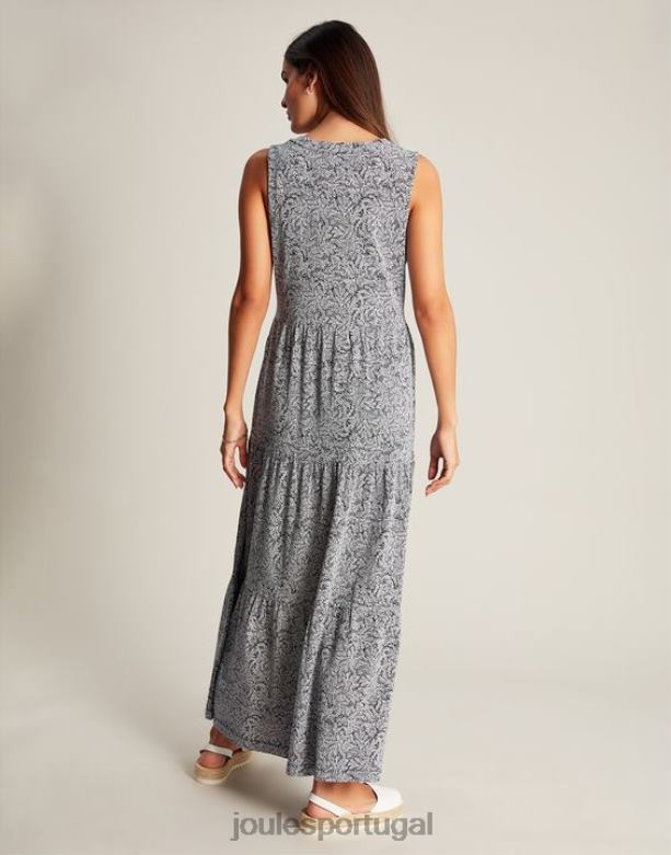 vestido jayne jersey em camadas mulheres salgueiro azul escuro Joules vestuário 2X26V100