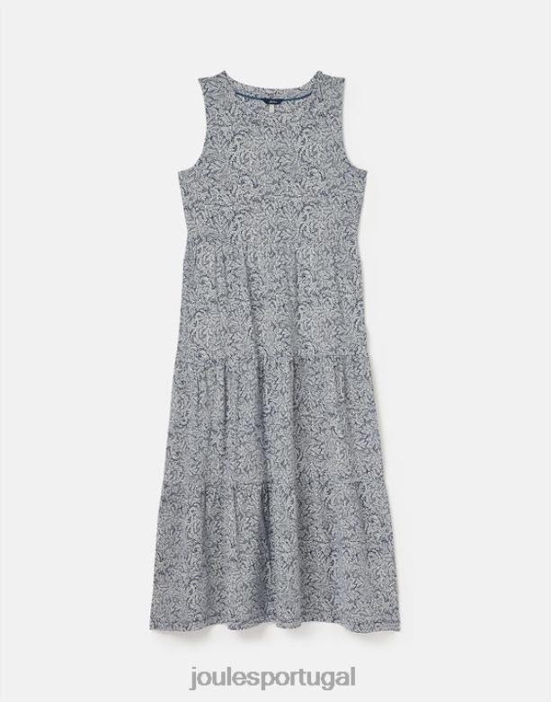 vestido jayne jersey em camadas mulheres salgueiro azul escuro Joules vestuário 2X26V100
