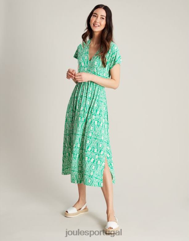 vestido nia jersey mulheres floral verde Joules vestuário 2X26V56