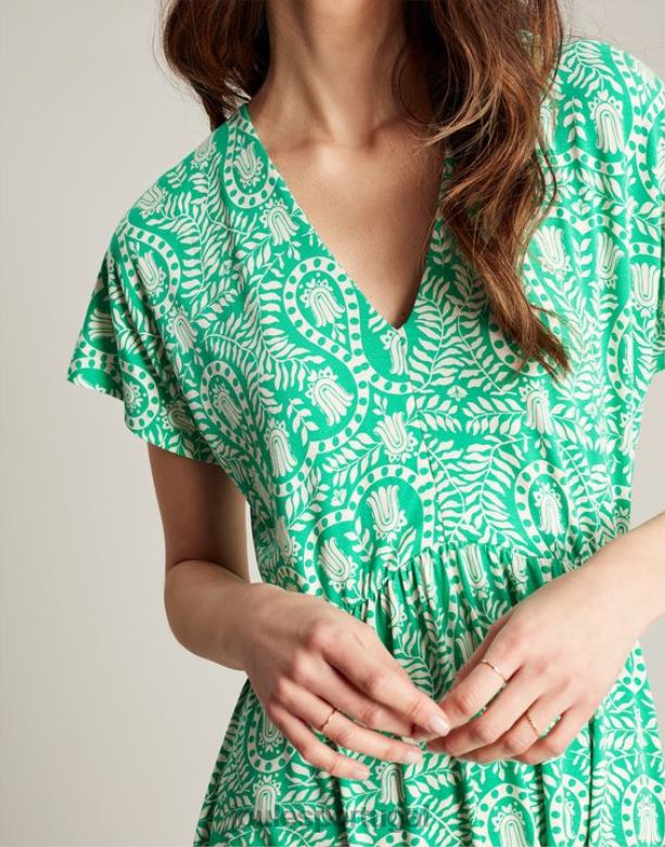 vestido nia jersey mulheres floral verde Joules vestuário 2X26V56