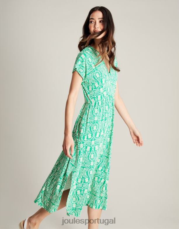 vestido nia jersey mulheres floral verde Joules vestuário 2X26V56