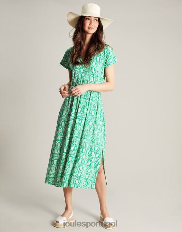 vestido nia jersey mulheres floral verde Joules vestuário 2X26V56