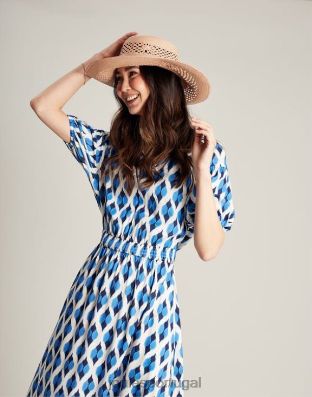 vestido rochelle mulheres ikat azul Joules vestuário 2X26V48