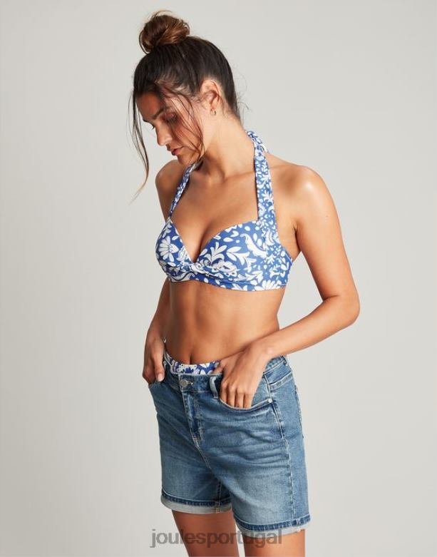 top de biquíni jasmim mulheres mosaico azul Joules vestuário 2X26V131