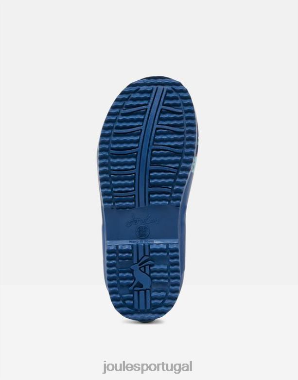 enrole botas de chuva impressas flexíveis Rapazes dinossauros azuis Joules calçados 2X26V386