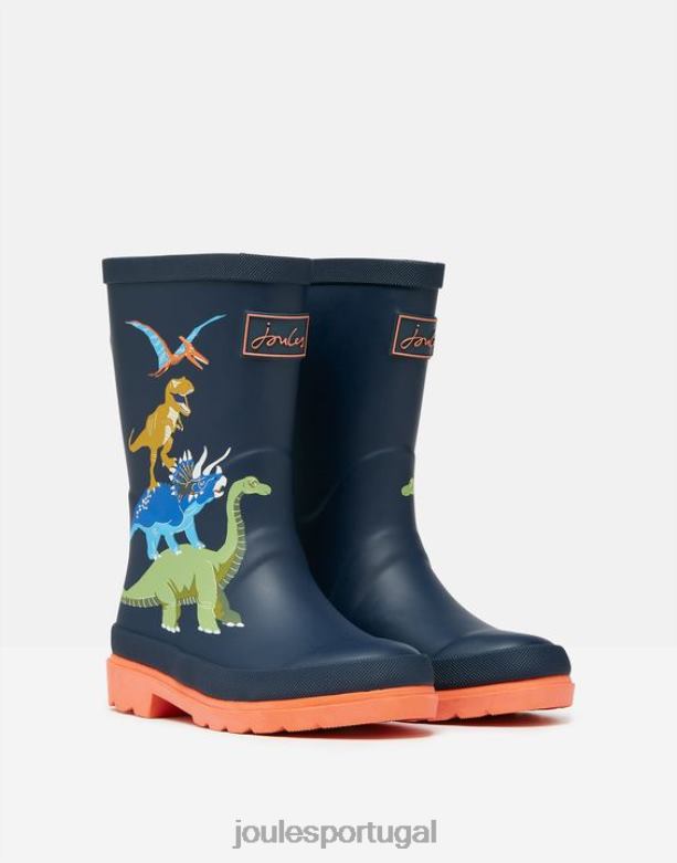 galochas estampadas Rapazes dinossauro da marinha francesa Joules calçados 2X26V388