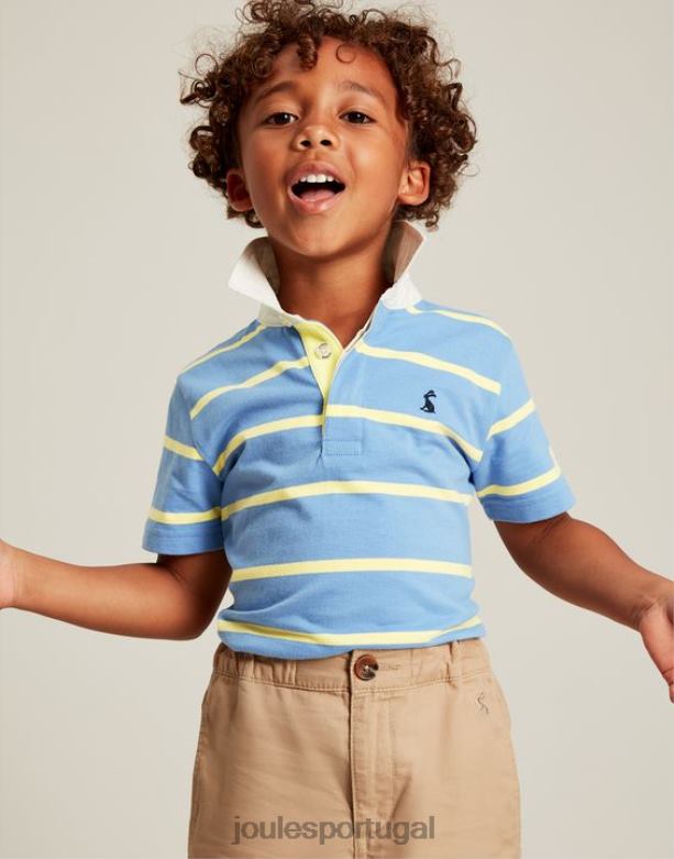 camisa pólo jersey listrada ozzy 2-12 anos Rapazes faixa azul amarela Joules vestuário 2X26V350