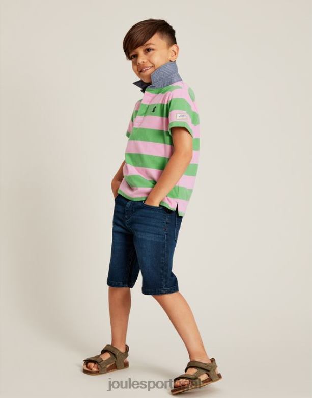 camisa pólo jersey listrada ozzy 2-12 anos Rapazes faixa rosa verde Joules vestuário 2X26V337