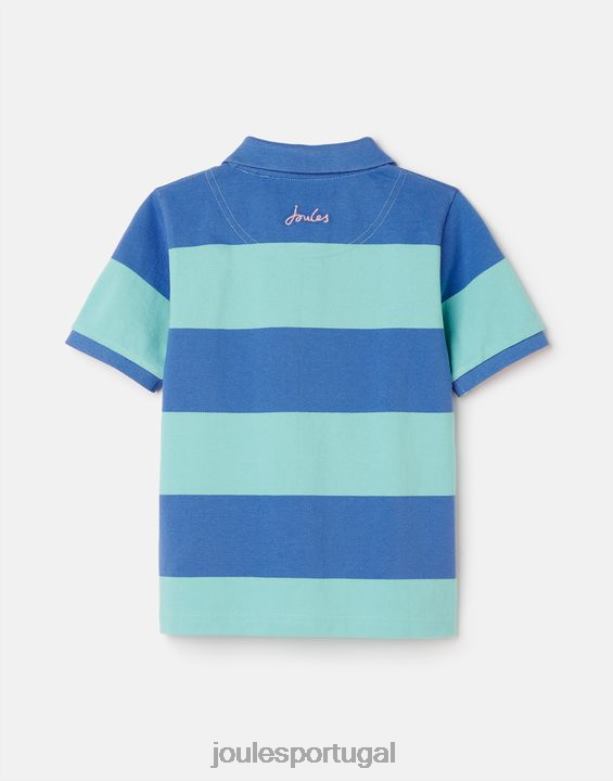 camisa pólo listra avelã 2-12 anos Rapazes faixa azul Joules vestuário 2X26V335