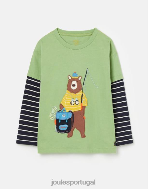 blusa manga longa chomp 2 a 8 anos Rapazes luz verde Joules vestuário 2X26V341
