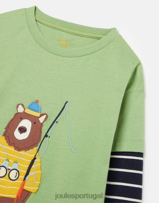 blusa manga longa chomp 2 a 8 anos Rapazes luz verde Joules vestuário 2X26V341