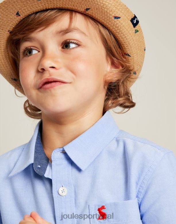 camisa oxford manga curta 2-12 anos Rapazes azul Joules vestuário 2X26V379
