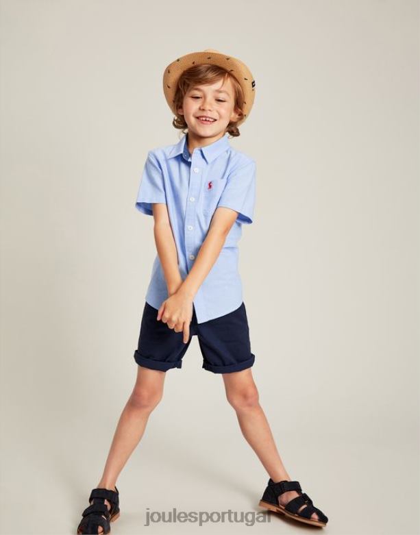 camisa oxford manga curta 2-12 anos Rapazes azul Joules vestuário 2X26V379