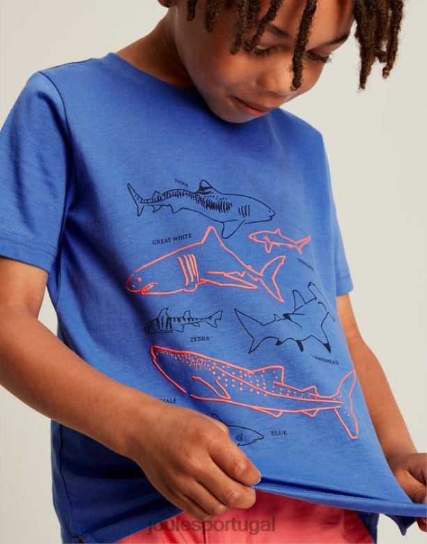 camiseta ben manga curta 2-12 anos Rapazes tubarões azuis Joules vestuário 2X26V353