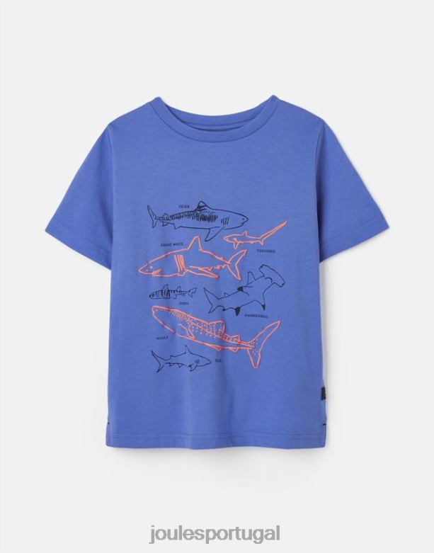 camiseta ben manga curta 2-12 anos Rapazes tubarões azuis Joules vestuário 2X26V353